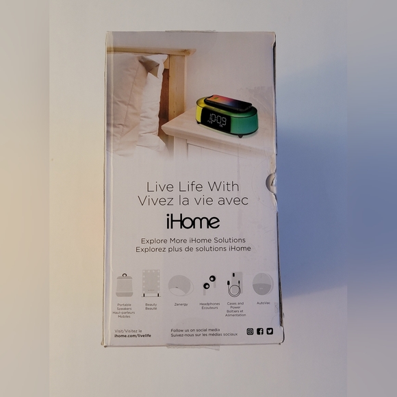 iHome Wireless Charging Bluetooth Color Changing Alarm Clock Speaker with USB - Picture 15 of 16